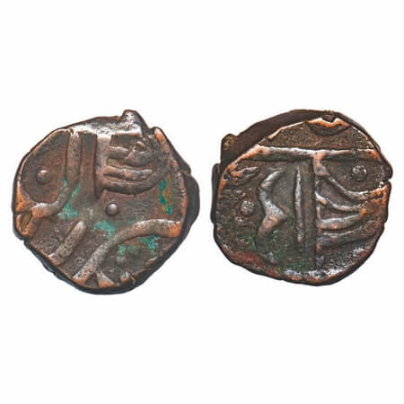 Sailana, Copper Paisa, 9.60g, Dule Singh (VS 1907-1952 / 1850-1895 AD), Pennant points rig