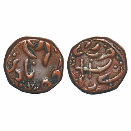 Sirohi, Copper ¼ Anna, 10.26, Sheo Singh (VS 1873-1919, 1816-1862 AD), scimitar on obv. KM