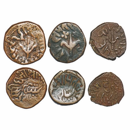 Sitamau, Copper Paisa (3 Coins), Bahadur Singh (VS 1942-1956/1885-1899 AD), VS 1948 & 1892