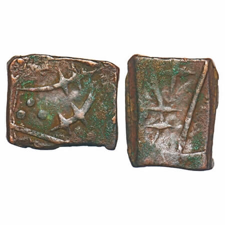 Sunth, Copper Paisa, 10.47g, Parmar Rulers, Rampur Mint, Obv: 2 (3) Sword, Rev: swords. Sa