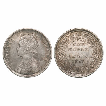 Victoria Queen, Silver, Rupee, 1862, Calcutta Mint, A/II, w/o initial 'J', some parts in b