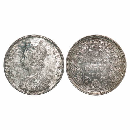 Victoria Queen, Silver, Rupee, 1862, Bombay Mint, A/II/0/4, Inclined 1. F. Prid 79. GK 308