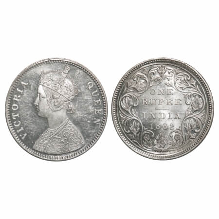 Victoria Queen, Silver, Rupee, 1862, Bombay Mint, A/II/0/5, Broken 'D' in India, w/o initi