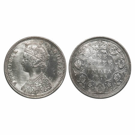 Victoria Queen, Silver, Rupee, 1875, Bombay Mint, C1/II, Dot, Inclined 1. F. Prid 144. GK 