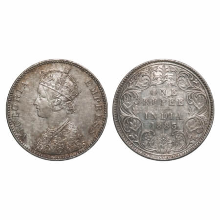 Victoria Empress, Silver, Rupee, 1883, Bombay Mint, A3/I, Dot, Flat 1. F. Prid 162. GK 478