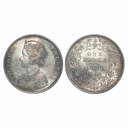 Victoria Empress, Silver, Rupee, 1885, Bombay Mint, C2/I(i), 'B' incused, Flat 1. F. Prid 