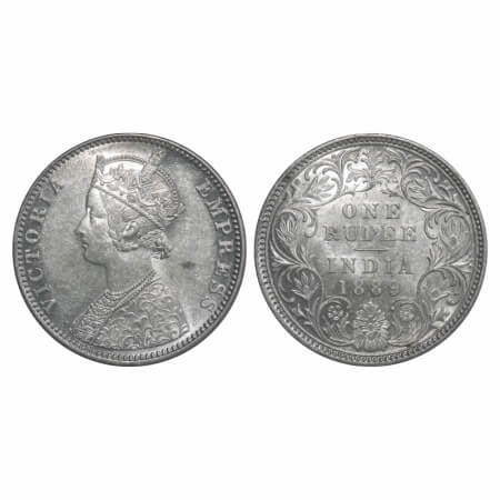 Victoria Empress, Silver, Rupee, 1889, Bombay Mint, C2/I, 'B' incused, Flat 1. F. Prid 177