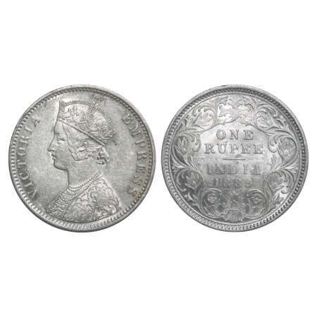 Victoria Empress, Silver, Rupee, 1889, Calcutta Mint, C3/I(i), 'C' incused, Flat 1. F. Pri