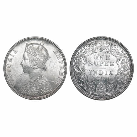 Victoria Empress, Silver, Rupee, 1890, Bombay Mint, C2/I, 'B' incused, Flat 1. F. Prid 178