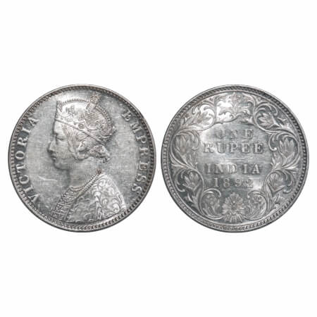 Victoria Empress, Silver, Rupee, 1892, Bombay Mint, C2/I, 'B' incused, Flat 1. F. Prid 181