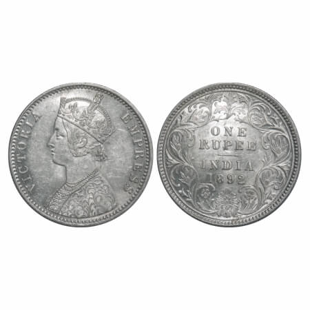 Victoria Empress, Silver, Rupee, 1892, Calcutta Mint, C3/I, 'C' incused, Flat 1. F. Prid 1