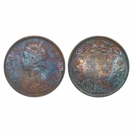 Victoria Empress, Silver, Rupee, 1898, Bombay Mint, C2/I(ii), 'B' incused, Flat 1. F. Prid