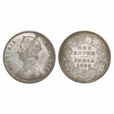 Victoria Empress, Silver, Rupee, 1898, Bombay Mint, C2/I(ii), 'B' incused, Flat 1. F. Prid