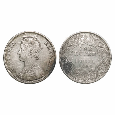 Victoria Empress, Silver, Rupee, 1898, Calcutta Mint, C3/I(i), 'C' incused, Flat 1. F. Pri