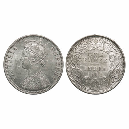 Victoria Empress, Silver, Rupee, 1898, Calcutta Mint, C3/I(i), 'C' incused, Flat 1. F. Pri