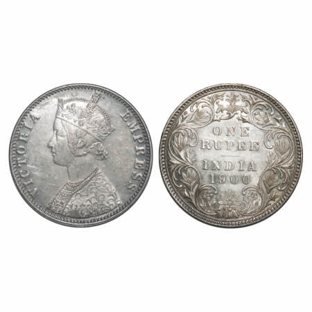 Victoria Empress, Silver, Rupee, 1900, Bombay Mint, A3(i)/I(ii), 'B' incused, Flat 1. F. P