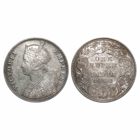 Victoria Empress, Silver, Rupee, 1900, Bombay Mint, A3(i)/I(ii), 'B' incused, Flat 1. F. P
