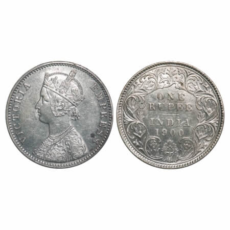 Victoria Empress, Silver, Rupee, 1900, Calcutta Mint, C3/I(i), 'C' incused, Planchate flaw