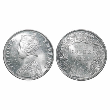 Victoria Empress, Silver, Rupee, 1901, Bombay Mint, A3(i)/I(ii), 'B' incused, Flat 1. F. P