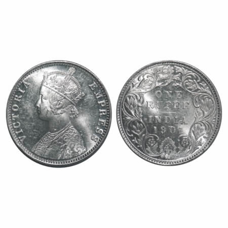 Victoria Empress, Silver, Rupee, 1901, Bombay Mint, A3(i)/I(ii), 'B' incused, Flat 1. F. P