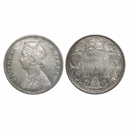 Victoria Empress, Silver, Rupee, 1901, Bombay Mint, A3(i)/I, 'B' incused, Flat 1. F. Prid 