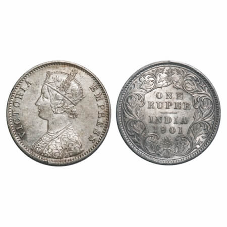 Victoria Empress, Silver, Rupee, 1901, Calcutta Mint, C3/I(i), 'C' incused, Flat 1, A nick
