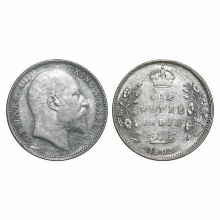Edward VII, Silver, Rupee, 1903, Bombay Mint, 'B' incused and dot, Ghost on Rev. F. Prid 1