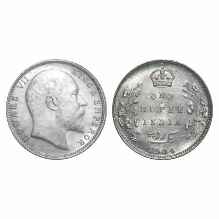 Edward VII, Silver, Rupee, 1904, Bombay Mint, 'B' incused and dot, 5 Diamonds and bottom s