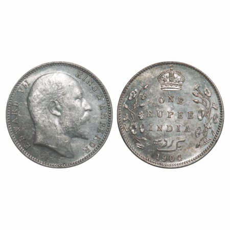 Edward VII, Silver, Rupee, 1904, Bombay Mint, 'B' incused and dot, 5 Diamonds and bottom s