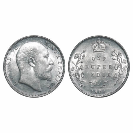 Edward VII, Silver, Rupee, 1904, Bombay Mint, 'B' incused and dot, 5 Diamonds and bottom s