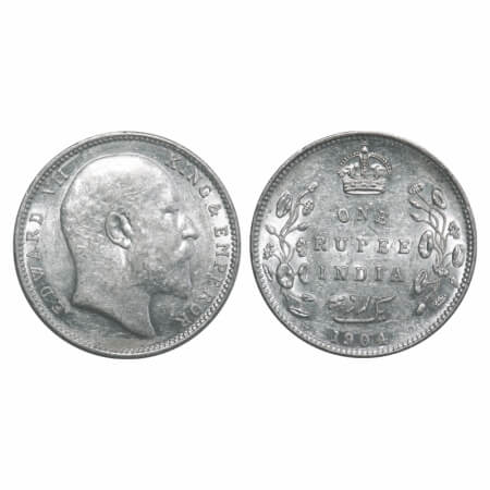 Edward VII, Silver, Rupee, 1904, Bombay Mint, 'B' incused and dot, 5 Diamonds and bottom s