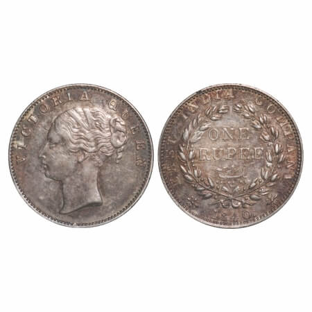 Victoria Queen, Silver, Rupee, 1840, CL, Madras Mint, A/IV, 'S' incused and 'V' raised, En