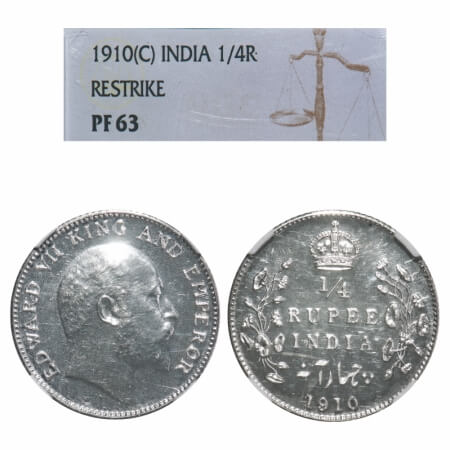 Edward VII, Silver, 1/4 Rupee, 1910, Calcutta Mint, No mint mark. F. Prid Unlisted. GK Unl