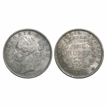Victoria Queen, Silver, Rupee, 1840, CL, Bombay Mint, C/VI, English Head with completely m