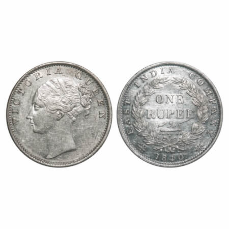 Victoria Queen, Silver, Rupee, 1840, CL, Bombay Mint, C/VI, English Head with completely m