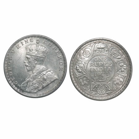 George V, Silver, Rupee, 1921, Bombay Mint, Dot. F. Prid 227. GK 1043. Almost Uncirculated