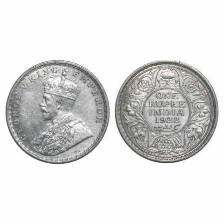 George V, Silver, Rupee, 1922, Bombay Mint, Dot. F. Prid 228. GK 1044. About Uncirculated.
