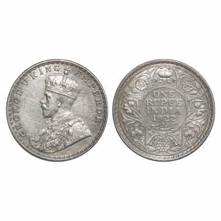 George V, Silver, Rupee, 1922, Bombay Mint, Dot. F. Prid 228. GK 1044. Extremely Fine+. Ve
