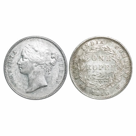 Victoria Queen, Silver, Rupee, 1840, DL, Calcutta Mint, W.W. raised, 'A' in Victoria w/o c