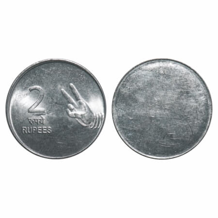 2 Rupees, (2007-2011), FSS, Nritya Mudra, Error: Uniface. Uncirculated, Scarce.
