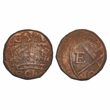 Bombay Presidency, Copper Double Pice (2 pice), 9.99g. Bombay mint, Obv: U.E.I.CO. bale ma
