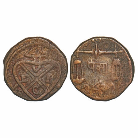 Bombay Presidency, Copper Pice, 6.98g, 1821 AD. Bankot Mint, Obv: Bale Mark with date belo