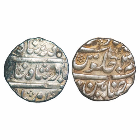 Madras Presidency, Silver Rupee, 11.32g, Chinapatan Mint, 3 RY, INO Muhammad Shah. P.Steve