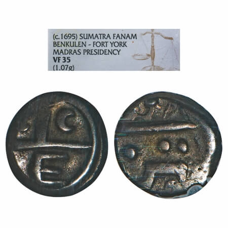 Madras Presidency, Sumatra, Silver Fanam, 1.07g, Bencoolen Presidency, ND (1693), bale mar