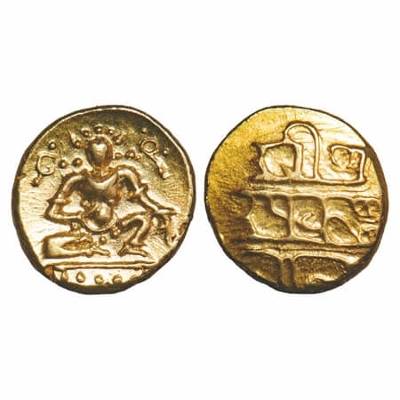 Vijayanagar, Tuluva dynasty, Krishna Devaraya, 1509-1529 AD, Gold ½ pagoda, 1.70g, 10.45x1