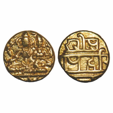 Vijayanagar Empire, Harihara II (1342 - 1404 AD), Gold Half Gadhyana, 1.67g, 9.54x9.56mm, 