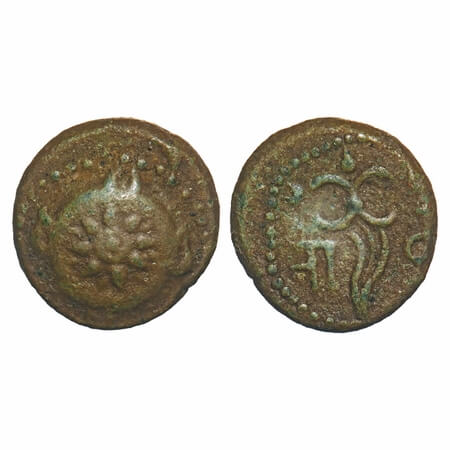 Vijayanagar, Ramadeva Raya (c. 1615-1633 AD), Copper Unit, 4.01g, 15.03x14.47mm, Obv: Sudh
