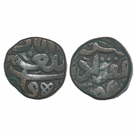 Akbar (AH 963-1014, 1556-1605 AD), Copper Dam, 20.00g, Muminabad Mint, AH 98(x), Unpublish