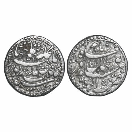 Jahangir with Noor Jahan Begum, (AH 1014-1037 / 1605-1628 AD), Silver Rupee, 11.13g, Agra 