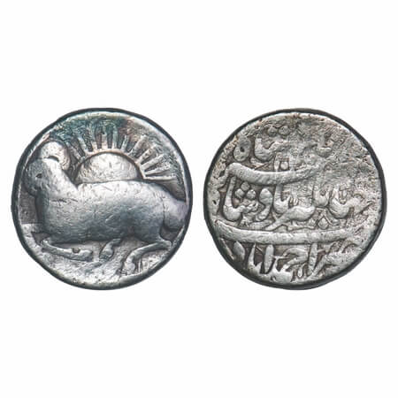 Jahangir (AH 1014-1037/1605-1627 AD), Silver Zodiac Rupee, 11.20g, Ahmadabad Mint, Aries S